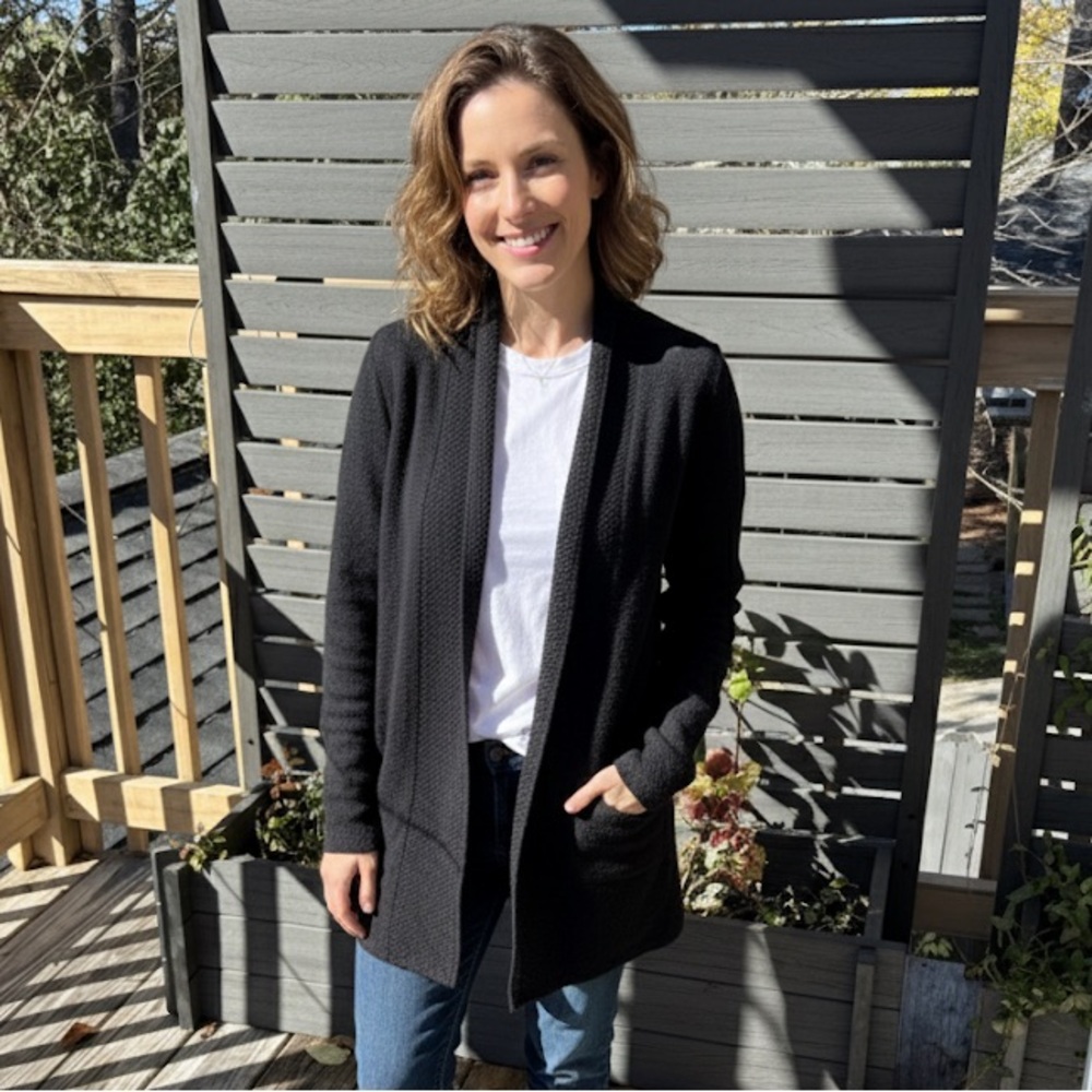 EILEEN FISHER Black Wool Cardigan Size Medium